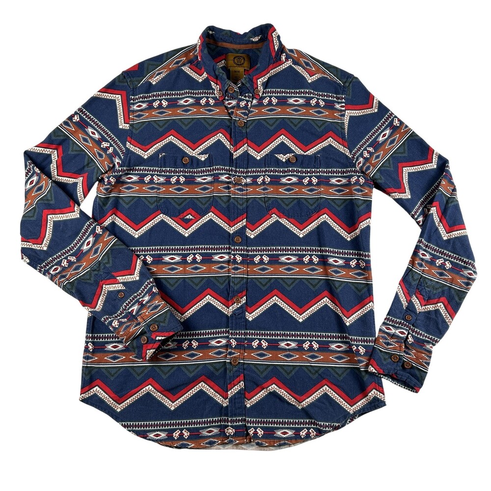 Vintage Stapleford Shirt Mens Medium Aztec Western Flannel Long Sleeve Button Up